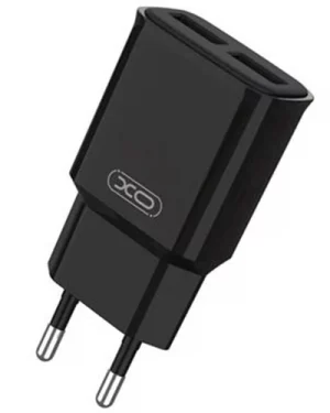 Cargador de Corriente 2.4A 2xUSB - Proteccion contra Cortocircuito y Sobrecargas - Color Negro XO L92C