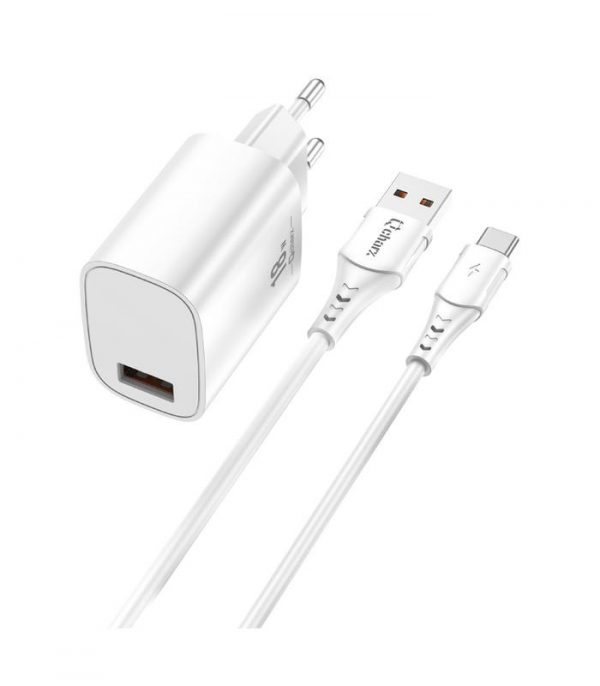 Pack cargador USB 18W QC 3A+cable tipo C blanco QCHARX Artemisia